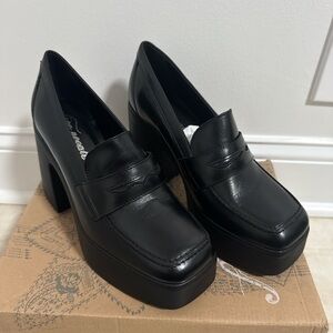 Free People Zoe Platform Black Penny Loafers EU 39.5 / 9